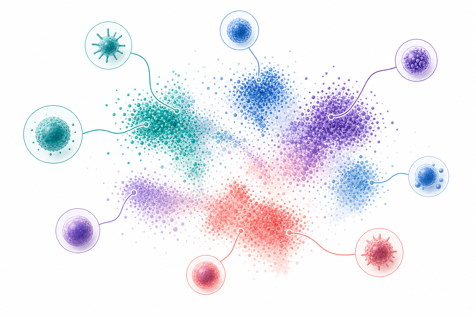 Abstract data and immune-cell illustration
